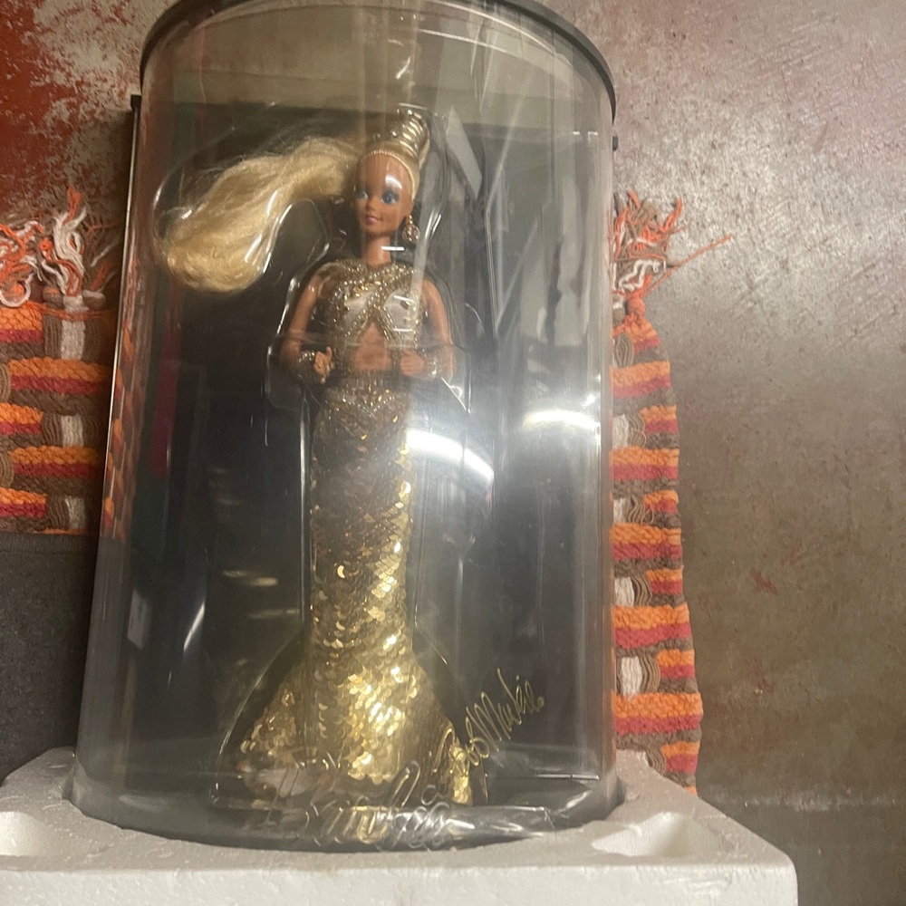 1990 Bob Mackie Barbie Gold Sequin Gown Doll